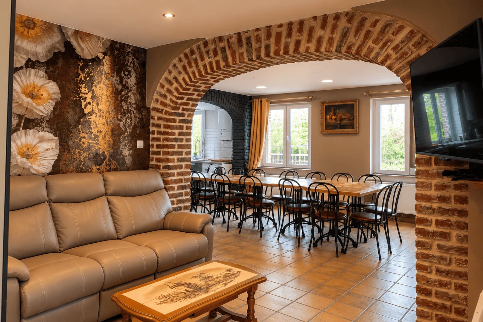Espace repas du gîte Sur la route de Stevenson
